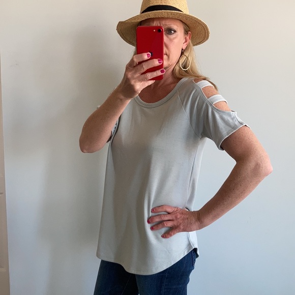 Seafoam Color, Cold Shoulder Top - Picture 5 of 6